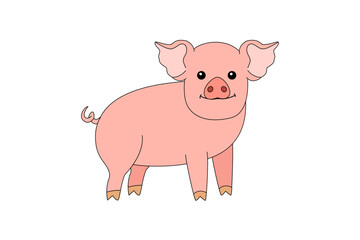 vector cartoon animal isolated on transparent background. Flat black line style