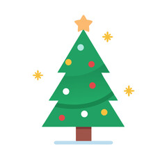 Christmas tree decorated with colorful ornaments and a star on top, symbolizing holiday cheer and celebration