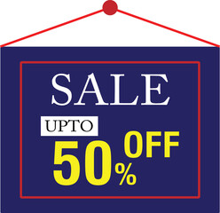 50% off sale tag. Sale of special offers. Discount with the price is 50%.