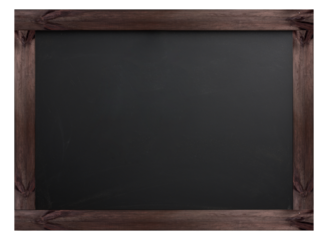 Blank black school board in old wooden frame. Isolated background