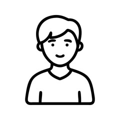 Obraz premium Simple line drawing of a smiling young man with light hair in a casual shirt on a plain background