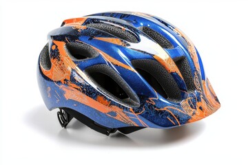 Fototapeta premium Ahelmet with a blue and orange design