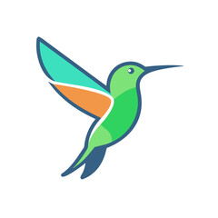 Colorful hummingbird illustrating vibrant nature with a dynamic pose against a simple background