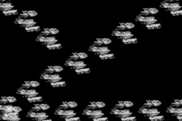 Ink stains made in line sequence with a computer brush on a black background. Illustration.