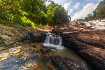 waterfall cascades over the rocks