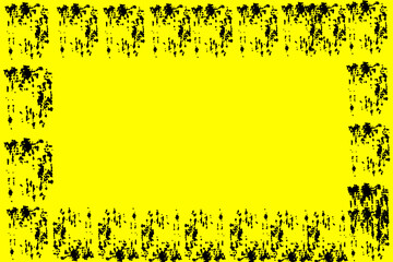 Frame drawn in brush stroke style. Black square. Copy space, message space.
