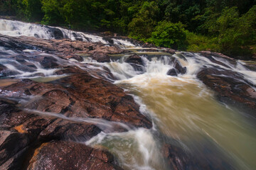 waterfall cascades over the rocks