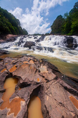 waterfall cascades over the rocks