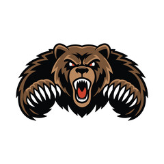Angry Bear Mascot Logo with Sharp Claws and Roaring Expression