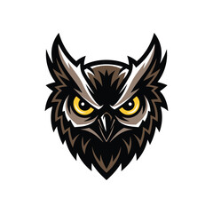 Aggressive Owl Head Mascot Logo with Sharp Eyes in Modern Vector Style