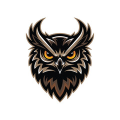 Fierce Owl Head Mascot Logo with Sharp Eyes in Vector Style