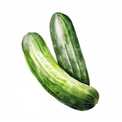 cucumber, watercolor illustration isolated on white background