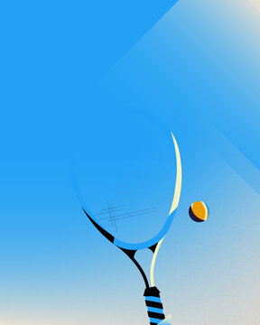 Vector illustration of a tennis serve with ball and racket