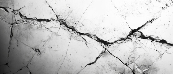 Obraz premium Black and white cracked surface texture, background for design and texture projects.