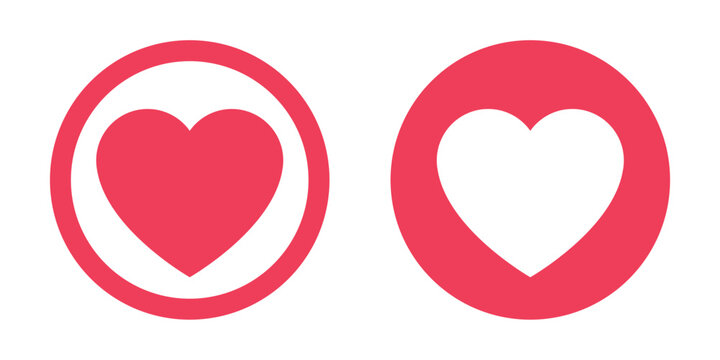 Two stylized red heart icons are displayed on a white background. One heart is filled-in, the other is outlined with a red border. These icons may represent affection and appreciation. - Powered by Adobe
