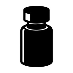 Simple Black and White Illustration of a Medication Vial with Screwtop Lid