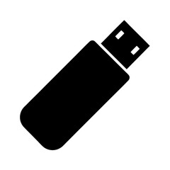 Black USB drive icon or symbol for data storage devices vector