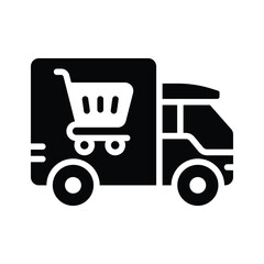 Delivery truck icon creatively designed in glyph style