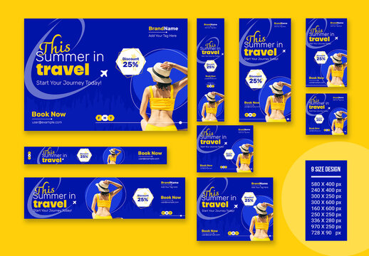 Blue Color Travel Web Banner Ads