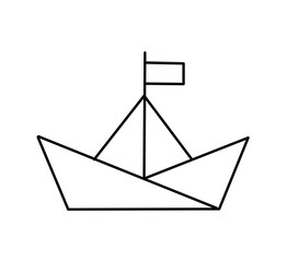 paper boat icon on white background