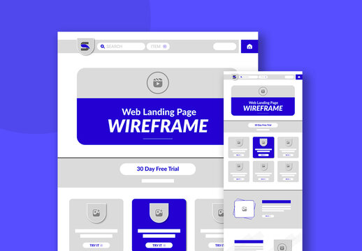 Landing Page Wireframe Template Layout For Web