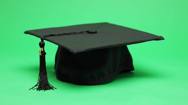 black toga hat on green background
