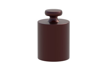 One calibration weight isolated on white background. Pharmacy equipment. Laboratory tool. 3d render