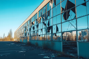 Abandoned Factory Signifying Economic Decay and Unemployment  