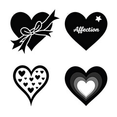 Elegant Black Heart Designs Perfect for Branding Logos and Valentines Day Cards