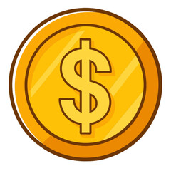 Golden Dollar Coin Design Perfect for Finance Branding Logos and Currency Related Projects