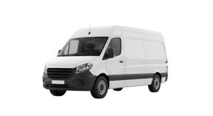 White delivery van on black backdrop