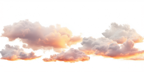 colorful sunset clouds isolated on white or transparent png