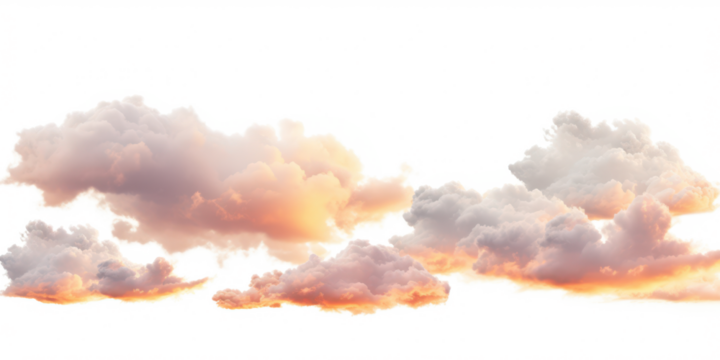 colorful sunset clouds isolated on white or transparent png