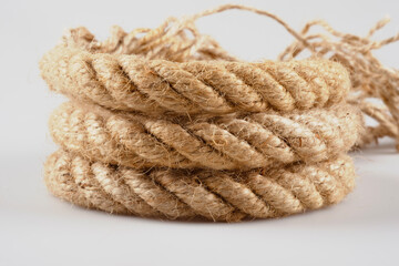 Coiled rope isolated on a white background 