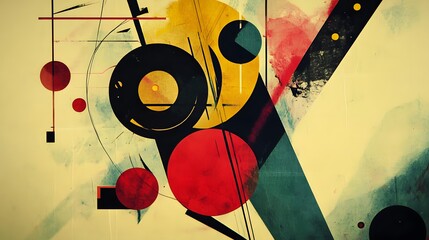 Abstract Geometric Art Circles Lines Vintage Style