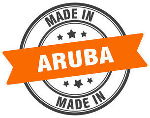 Made in Aruba round sign. Made in Aruba stamp.