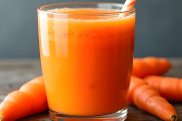 Orange Carrot Smoothie in a beautiful glass with lots of carrots around it