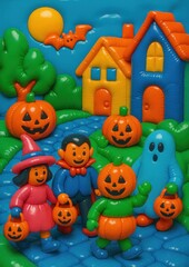Obraz premium Playful Halloween inflatable scene