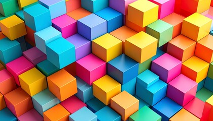 Obraz premium Vibrant colorful cubes on dynamic background with striking contrast and subject positioning