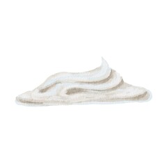 Watercolor illustration of white creamy swirl resembling sour cream, whipped cream, or dessert cream. Ideal for packaging design, culinary books, menus, and dairy product branding