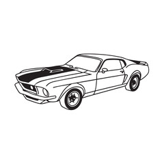 Fototapeta premium line art of American muscle car