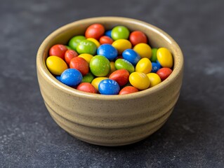 Colorful Candy Coated Chocolate Candies in Bowl