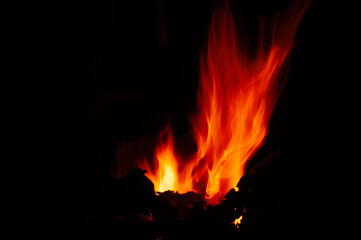 Fire burning flame Isolated on a black background