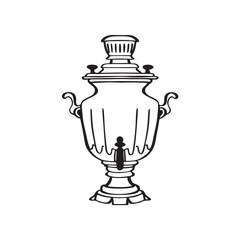 line art of Russian samovar