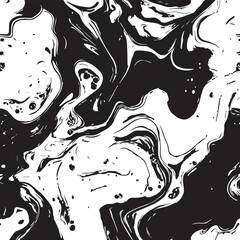 Abstract Black and White Marble Texture Swirling Design