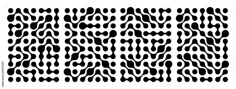 Poster Organic Connect Shape Pattern with Dots. Abstract Metaball Vector Background. Fluid Geometric Medical Technology Pattern.