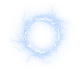 Hologram, blue, glow, light, and transparent merge in a glowing PNG ring. This futuristic magic portal sparks with energy in a transparent PNG Overlay for digital tech or fantasy space-themed designs. © slavo484