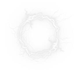Electric, lightning, energy, electricity, white merge in a glowing PNG loop. This charged neon ring emits intense plasma in a transparent PNG Overlay for abstract digital or electric power designs.