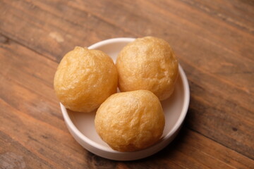 Tahu bulat is round tofu. snack made from soybeans. Indonesian food.