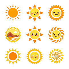 Delightful Sun Icons Perfect for Branding Summer Designs Websites Logos and Apps